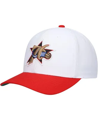 Men's Mitchell & Ness White, Red Philadelphia 76ers Hardwood Classics Core 2-Tone 2.0 Pro Snapback Hat