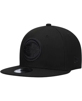 Men's New Era Detroit Pistons Black On Black 9FIFTY Snapback Hat