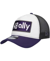 Men's New Era White, Purple Alex Bowman Double Patch 9FORTY A-Frame Trucker Snapback Hat