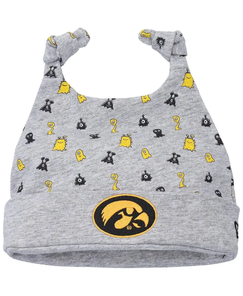 Newborn and Infant Boys and Girls New Era Heather Gray Iowa Hawkeyes Critter Cuffed Knit Hat