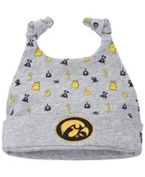 Newborn and Infant Boys and Girls New Era Heather Gray Iowa Hawkeyes Critter Cuffed Knit Hat