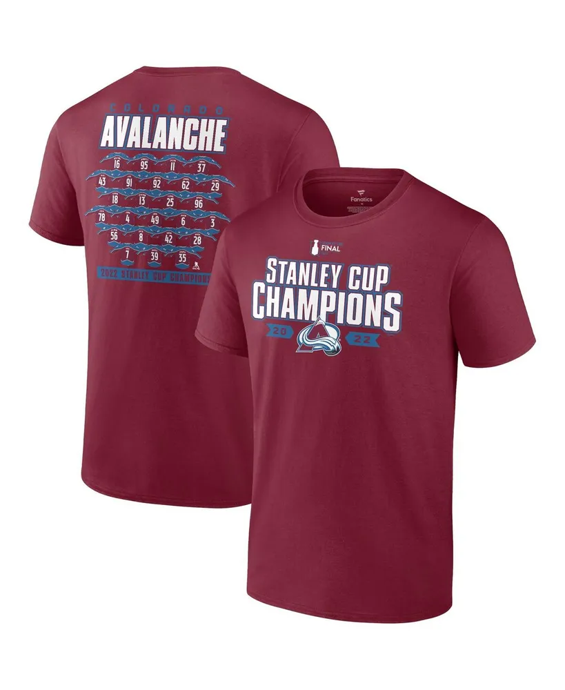 Men's Fanatics Burgundy Colorado Avalanche 2022 Stanley Cup Champions Big and Tall Roster T-shirt