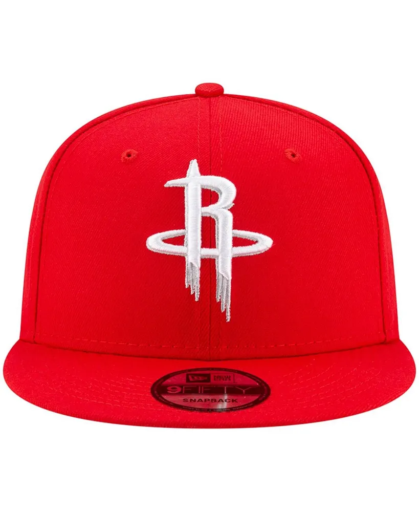 Men's New Era Red Houston Rockets Black & White Logo 9FIFTY Adjustable Snapback Hat