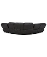 Closeout! Binardo 123" 5 Pc Zero Gravity Leather Sectional with 3 Power Recliners, Created for Macy's