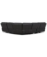 Closeout! Binardo 136" 6 Pc Zero Gravity Leather Sectional with 2 Power Recliners and 1 Console, Created for Macy's