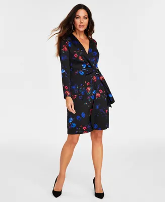 I.n.c. International Concepts Petite Floral Print Faux-Wrap Dress, Created for Macy's