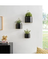Danya B Modern Geometric Metal 3-Piece Wall Planters Set