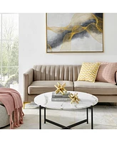 Danya B Small and Medium 2-Piece Abstract Gold-Tone Finish Textured Metal Geometric Sculptures Set