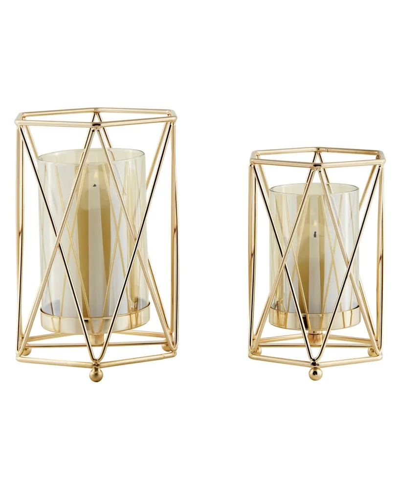 Danya B Prism Warm Hurricane 2-Piece Candle Holders Set