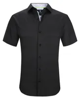 Tom Baine Men's Slim Fit Short Sleeve Performance Stretch Button Down Dress Shirt