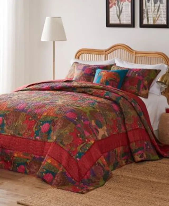 Greenland Home Fashions Jewel 100 Cotton Kantha Quilted Bedspread Set  Collection