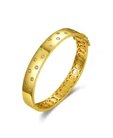 Rachel Glauber 14k Yellow Gold Plated with Cubic Zirconia Starry Sky Bangle Bracelet