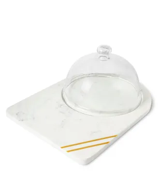 Bavaria Marble Cheese Board With Glass Cloche