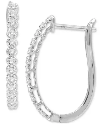 Diamond Oval Hoop Earrings (1/4 ct. t.w.) in 10k Gold