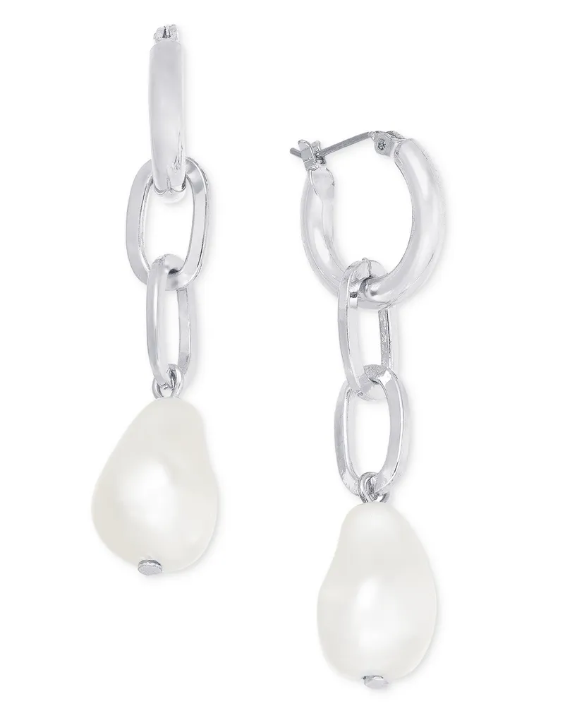 On 34th Imitation-Pearl Linear Chain Drop Earrings, Created for Macy's