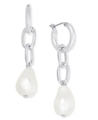 On 34th Imitation-Pearl Linear Chain Drop Earrings, Created for Macy's