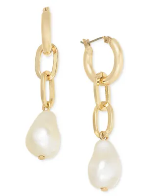 On 34th Imitation-Pearl Linear Chain Drop Earrings, Created for Macy's