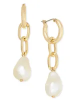 On 34th Imitation-Pearl Linear Chain Drop Earrings, Created for Macy's