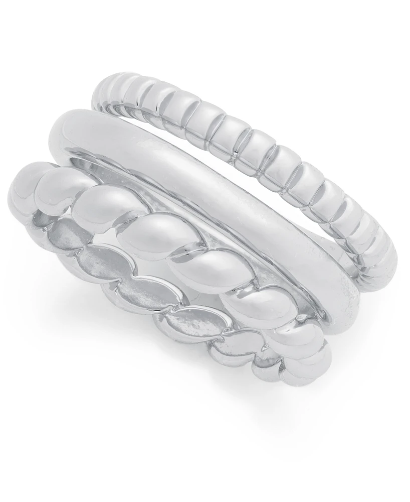 On 34th Silver-Tone 3-Pc. Set Twist Stack Rings, Exclusively at Macy's