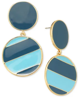 On 34th Gold-Tone Enamel Double-Drop Earrings, Created for Macy's