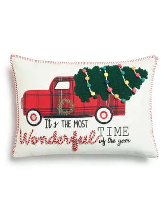 Charter Club Christmas Tree Truck Decorative Pillow, 14" x 20", Created for Macy's