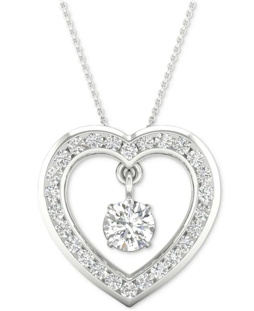 Diamond Orbital Heart Halo Pendant Necklace (1/3 ct. t.w.) in 10k White Gold, 16" + 2" extender