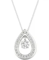 Diamond Orbital Teardrop Halo Pendant Necklace (1/3 ct. t.w.) in 10k White Gold, 16" + 2" extender