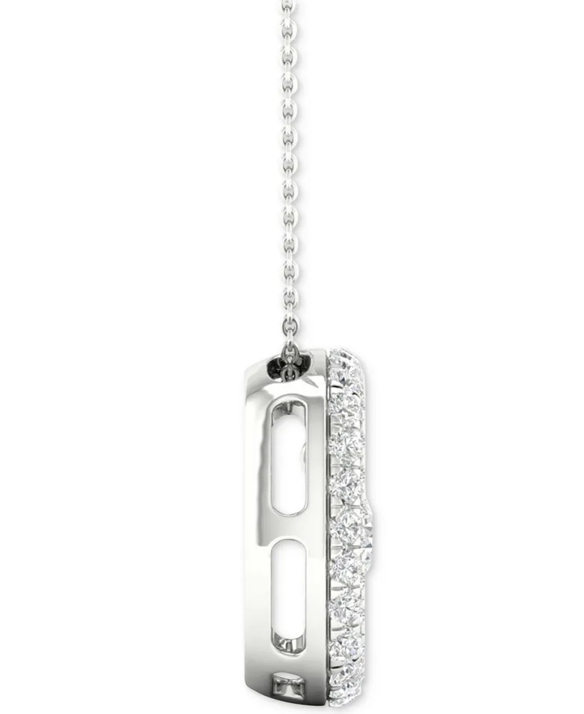 Diamond Orbital Square Halo Pendant Necklace (5/8 ct. t.w.) in 10k White Gold, 16" + 2" extender