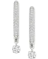 Diamond Dangle Hoop Earrings (3/4 ct. t.w.) in 10k White Gold