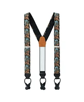 Trafalgar Men's Birds of Prosperity Silk Button End Suspenders and Necktie Set