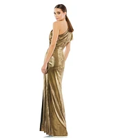 Women's Ieena Ruffled One Shoulder Metallic Evening Gown