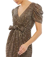 Women's Ieena Bow Waist Metallic Gown