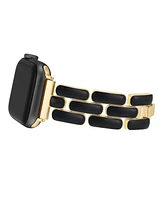 Anne Klein Women's Black Enamel and Gold-Tone Alloy Metal Bracelet designed for Apple Watch 42mm (Series 10) & 38/40/41mm - Black, Gold