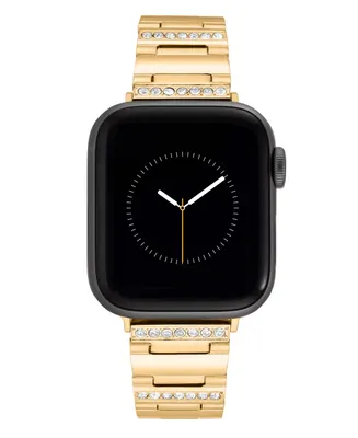Anne Klein Women's -Tone Alloy Grooved Crystal Bracelet Compatible with 38/40/41mm Apple Watch