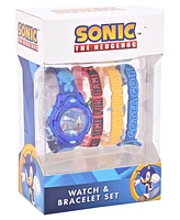 Accutime Kids Unisex Sega Sonic the Hedgehog Blue Silicone Strap Watch 35.5mm Set