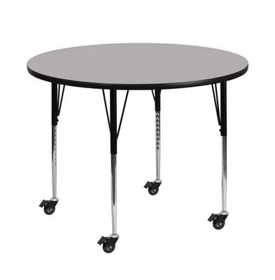 Emma+Oliver Mobile 42" Round Laminate Adjustable Activity Table