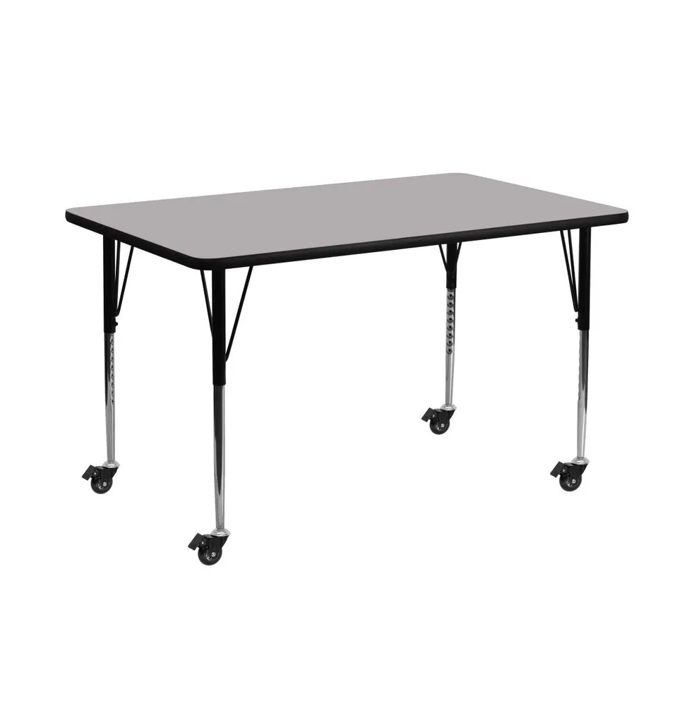 Emma+Oliver Mobile 30X72 Rectangle Laminate Adjustable Activity Table