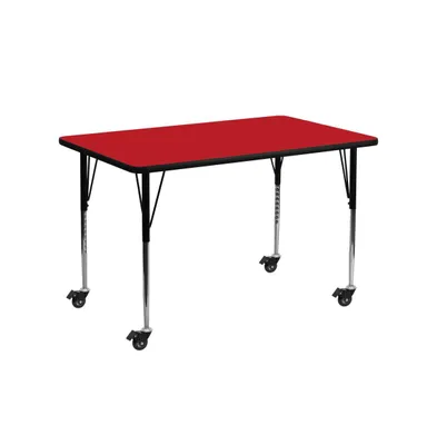 Emma+Oliver Mobile 24X48 Rectangle Hp Laminate Adjustable Activity Table