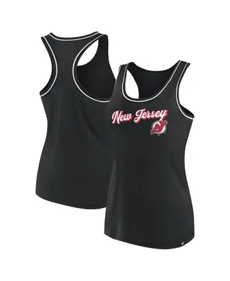 Women's Fanatics Black New Jersey Devils Wordmark Logo Racerback Scoop Neck Tank Top