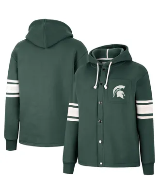 Women's Colosseum Green Michigan State Spartans Mia Striped Full-Snap Hoodie Jacket