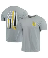 Men's Gray Cal State Long Beach The Beach Baseball Flag Comfort Colors T-shirt