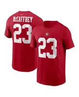 Men's Nike Christian McCaffrey Scarlet San Francisco 49ers Player Name and Number T-shirt