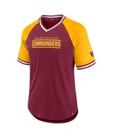 Men's Fanatics Burgundy, Gold Washington Commanders Second Wind Raglan V-Neck T-shirt