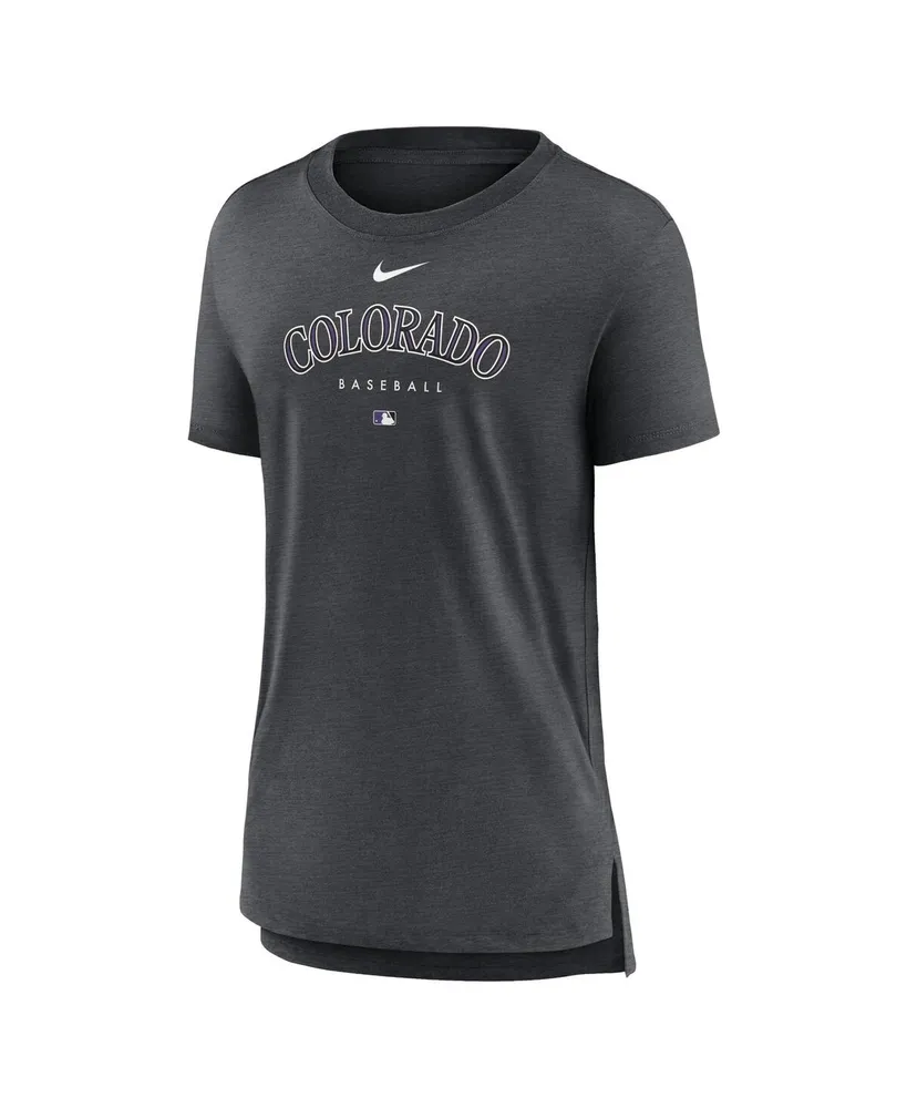 Women's Nike Heather Charcoal Colorado Rockies Authentic Collection Early Work Tri-Blend T-shirt