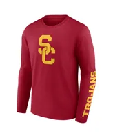 Men's Fanatics Cardinal Usc Trojans Double Time 2-Hit Long Sleeve T-shirt