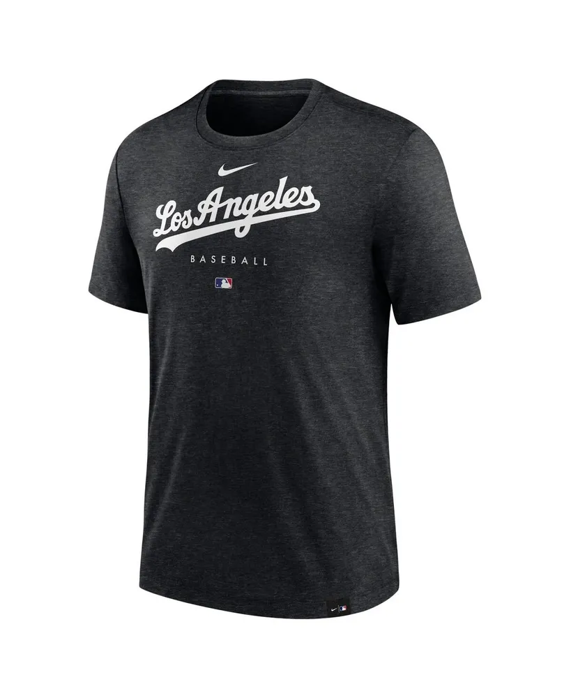 Men's Nike Heather Black Los Angeles Dodgers Authentic Collection Early Work Tri-Blend Performance T-shirt