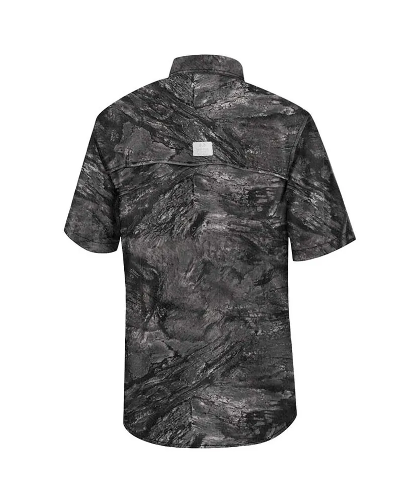 Men's Colosseum Charcoal Army Black Knights Realtree Aspect Charter Full-Button Fishing Shirt