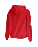 Women's Wear by Erin Andrews Red Washington Nationals Modest Patches Cropped Pullover Hoodie