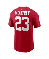 Men's Nike Christian McCaffrey Scarlet San Francisco 49ers Player Name and Number T-shirt