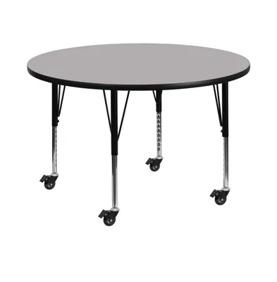 Emma+Oliver Mobile 42" Round Laminate Adjustable Preschool Activity Table